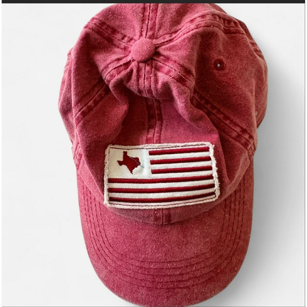 Home Collection Red Baseball Cap Hat w/ Embroidered Flag Patch